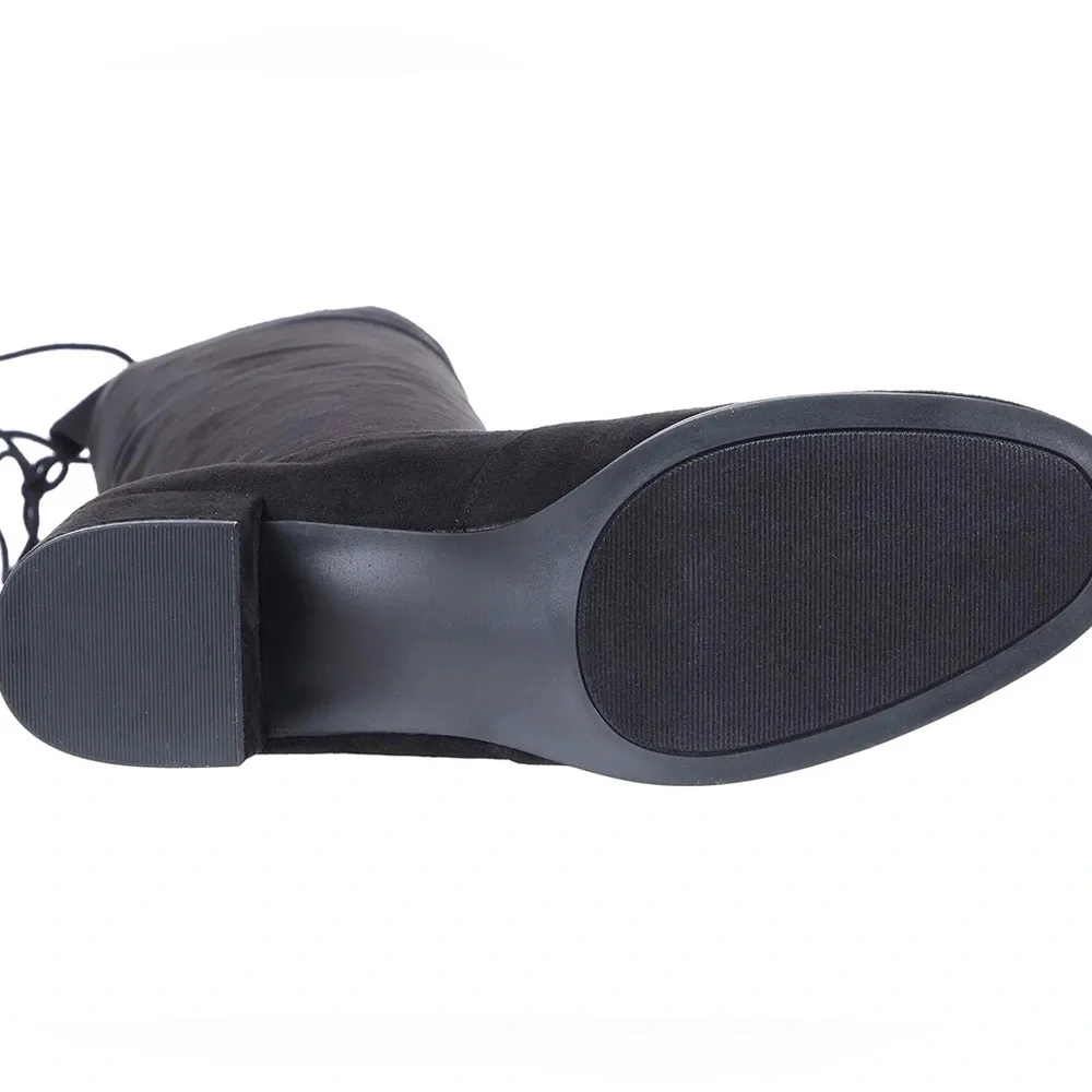 Chinese Laundry Over Knee Flat Black Boots, Vegan Faux Suede Size 9